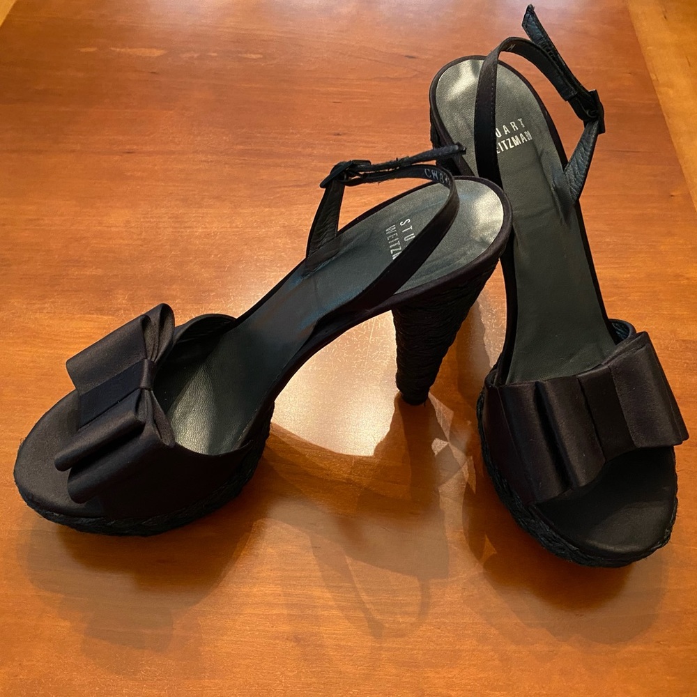🪩 Stuart Weitzman Black Satin Dressy Shoes 💃